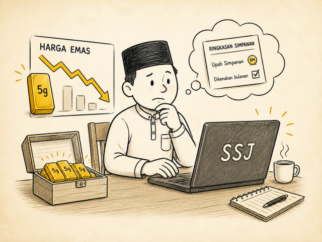 Pak Jali menyemak upah simpan ketika harga emas turun